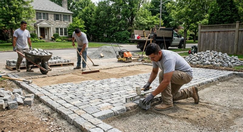 Sidewalk Pavers Installation in Boston, MA